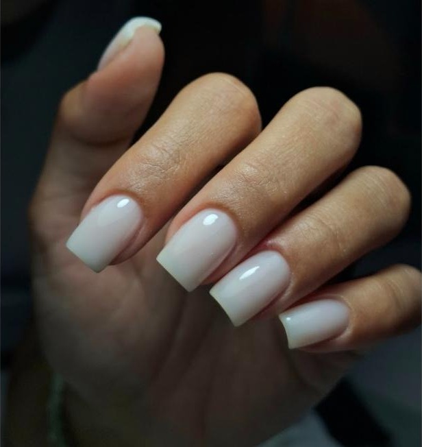 Milky nude nails